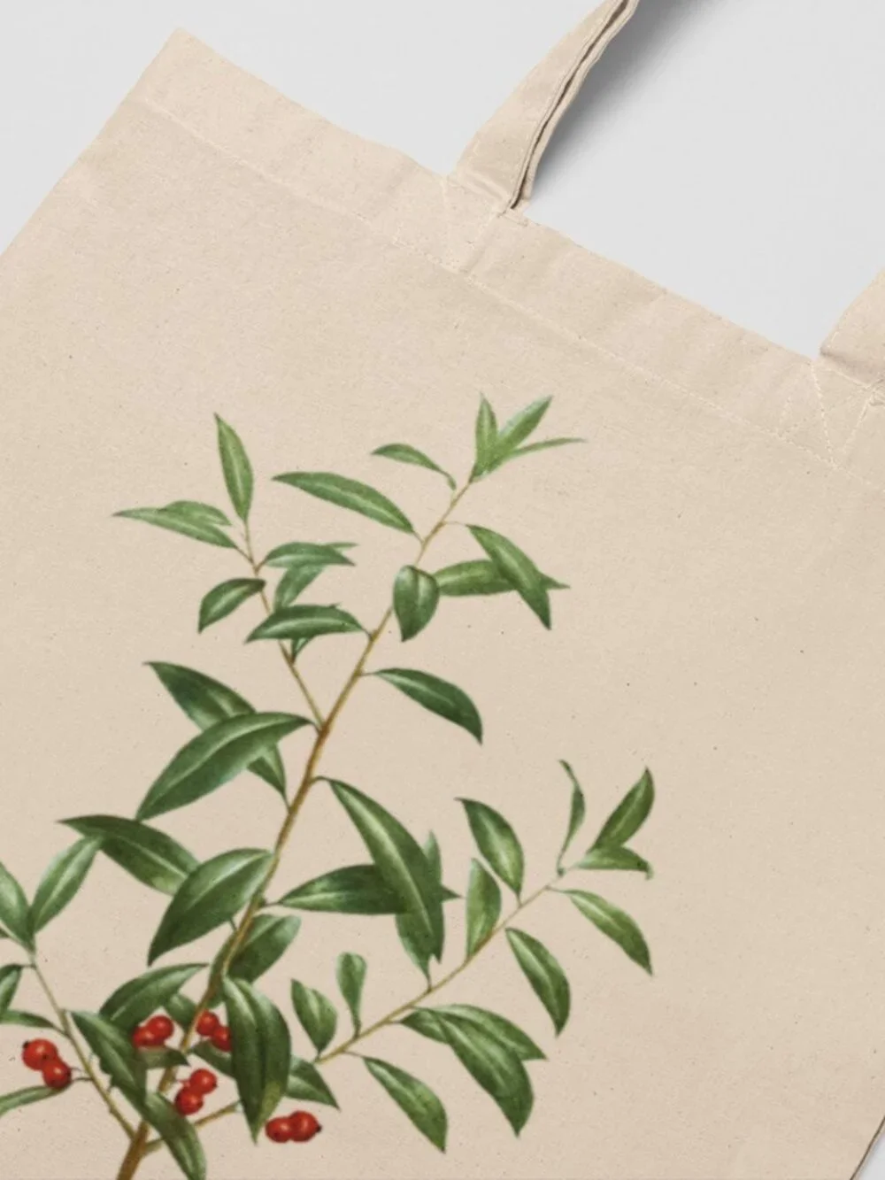 Alabama Dahoon Vintage Botanical Print Graphic Canvas Tote Bag